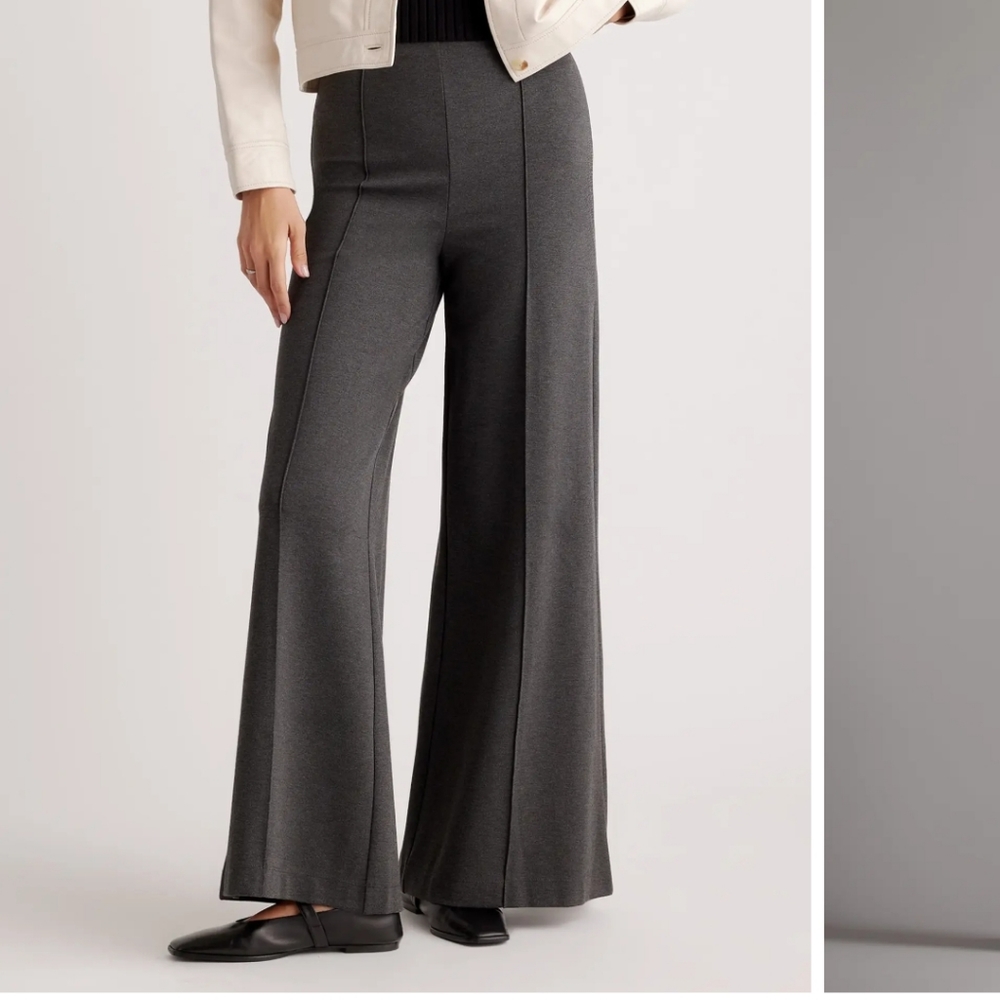 Quince Grey Super Wide Leg Ponte Knit Pants - XS (charcoal grey) - “tall”